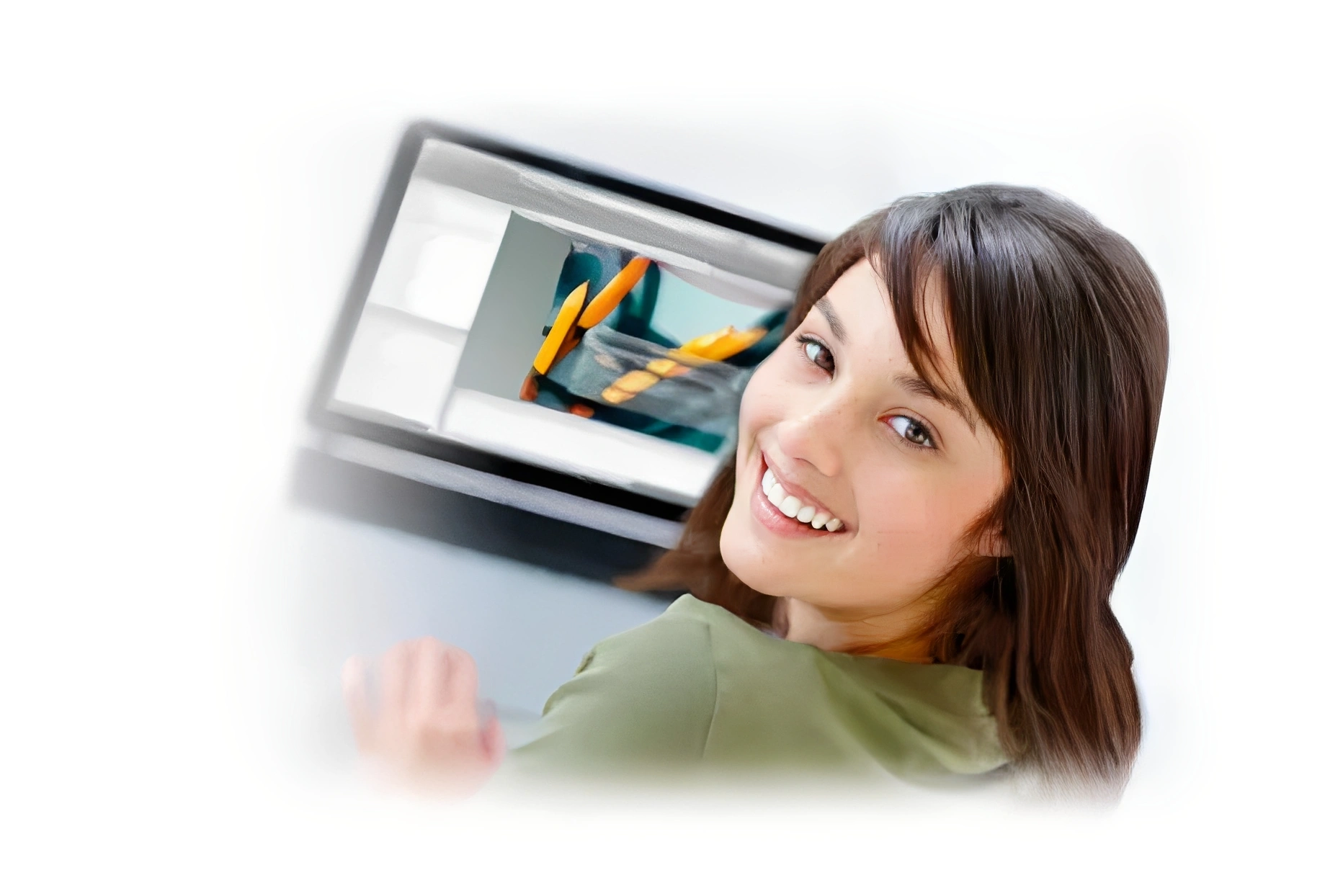 Happy woman using a laptop