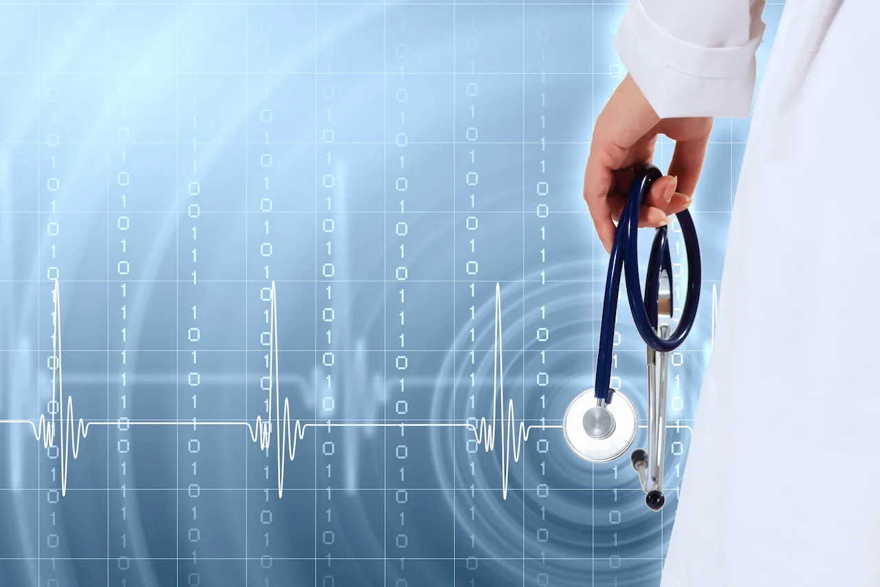 Healthcare technology concept with doctor and stethoscope