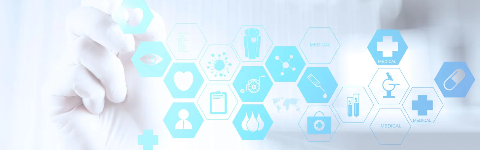Futuristic medical symbols on digital screen
